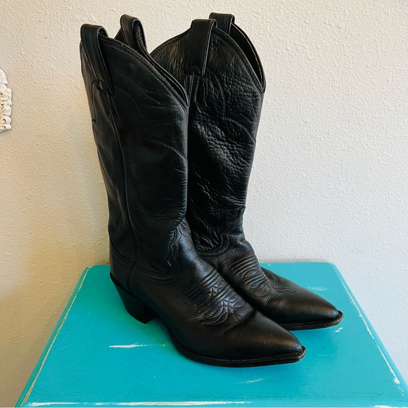 Justin Boots Shoes - Justin Cowgirl Cowboy Boots Style 0380 Black Point Toe Size 7